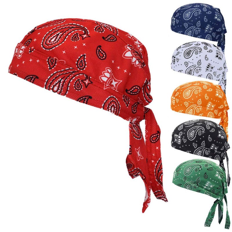 JHYWELL Sweat Wicking Do Rags Beanie Cooling Skull Caps Helmet Liner Paisley Doo Rag Hat Large Cooling Head Wrap Skull Headwrap for Men and Women (Paisley 6 Pack) - Image 1